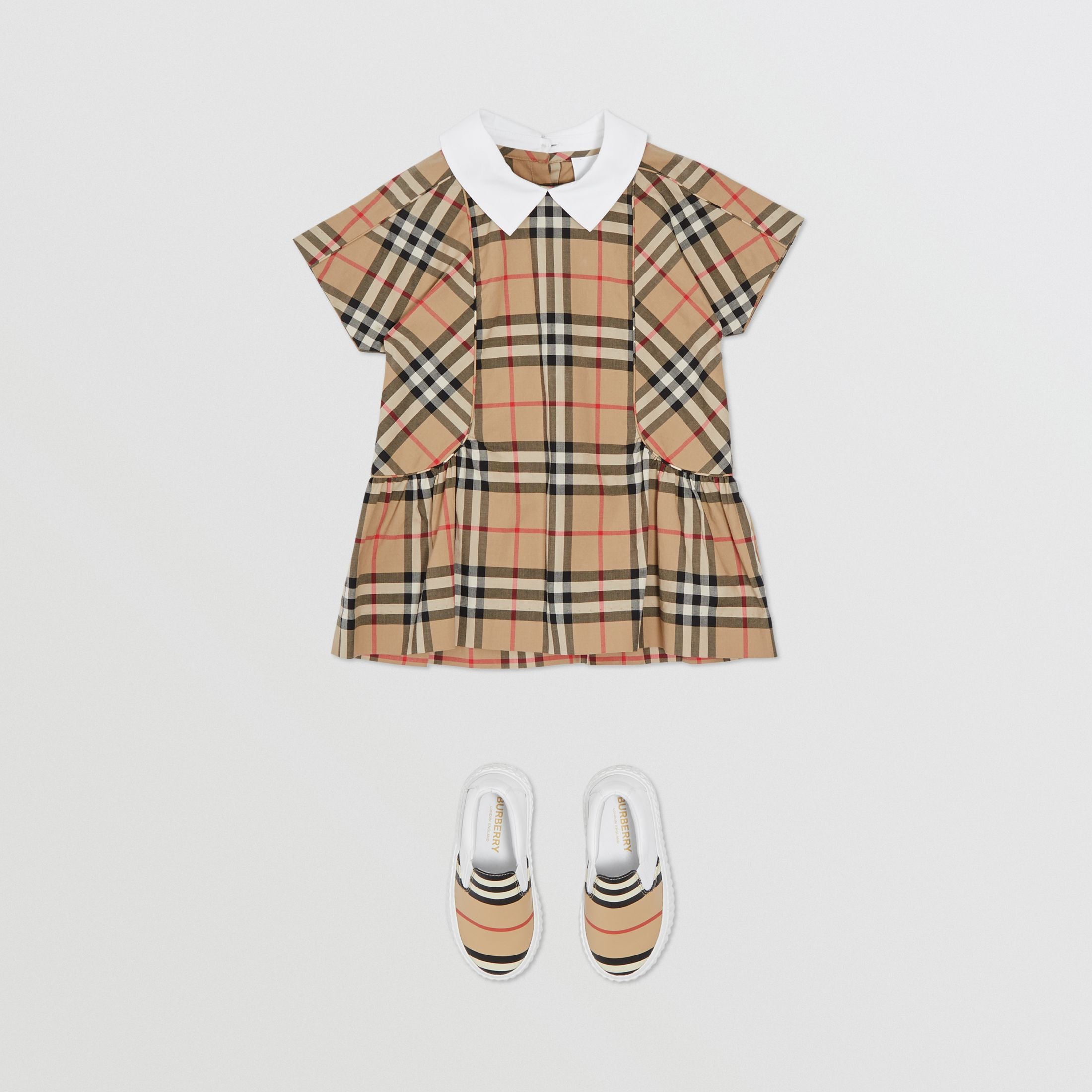 Baby Girls Archive Beige Check Cotton Dress