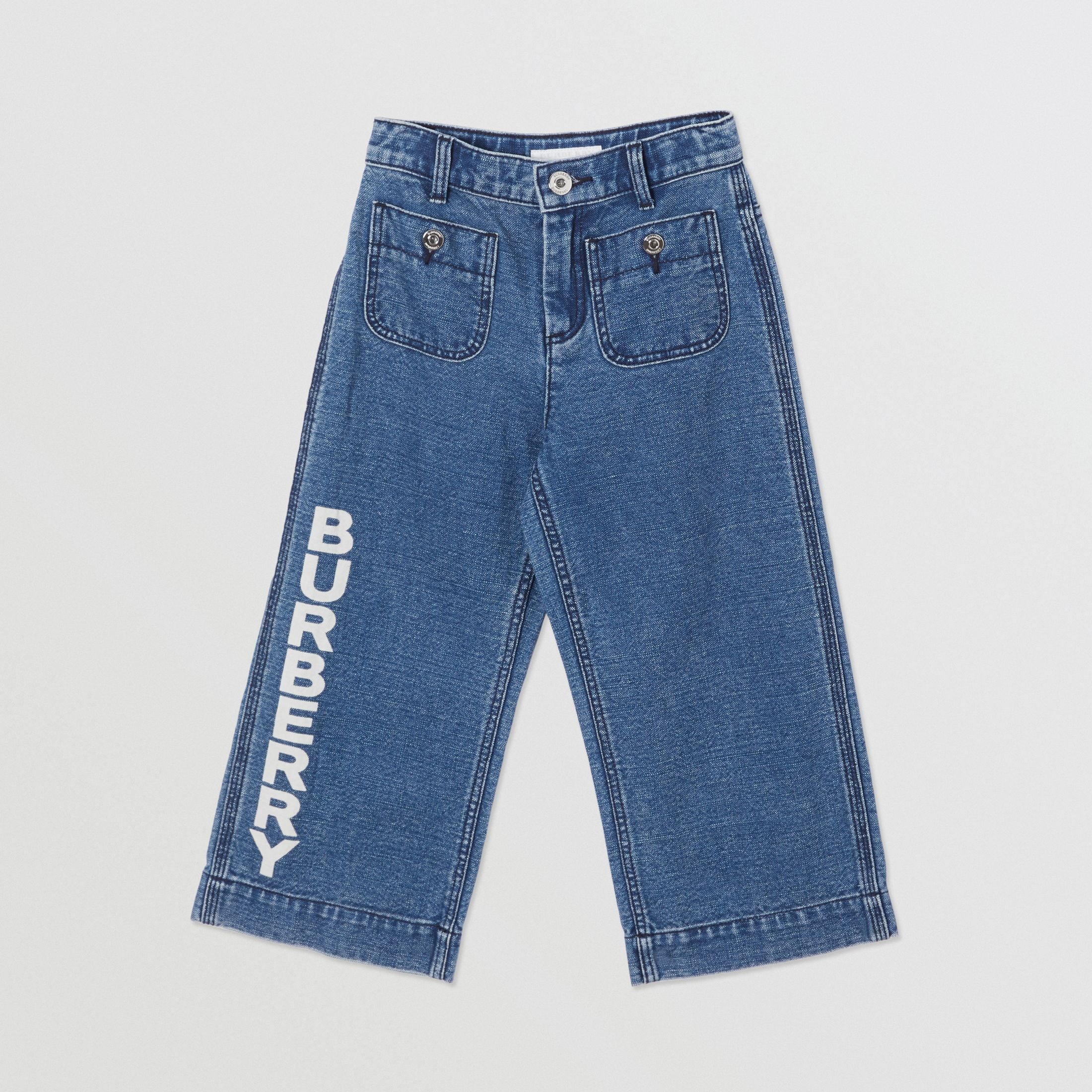 Girls Blue Logo Denim Trousers
