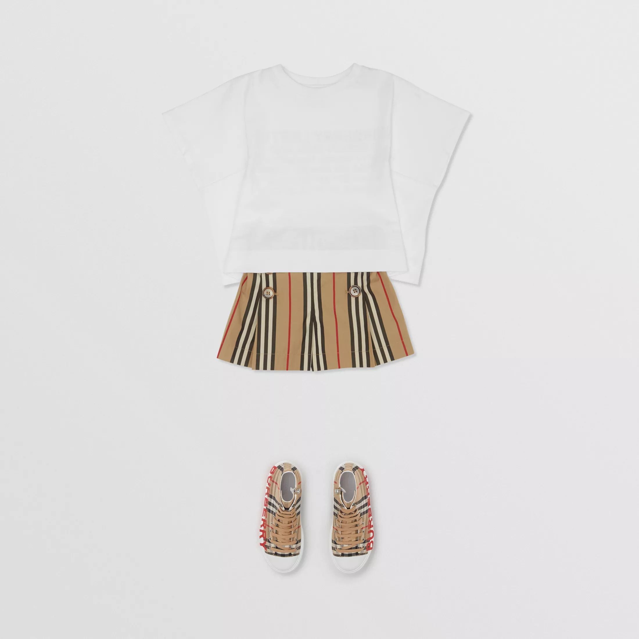 Girls Archive Beige Check Cotton Shorts
