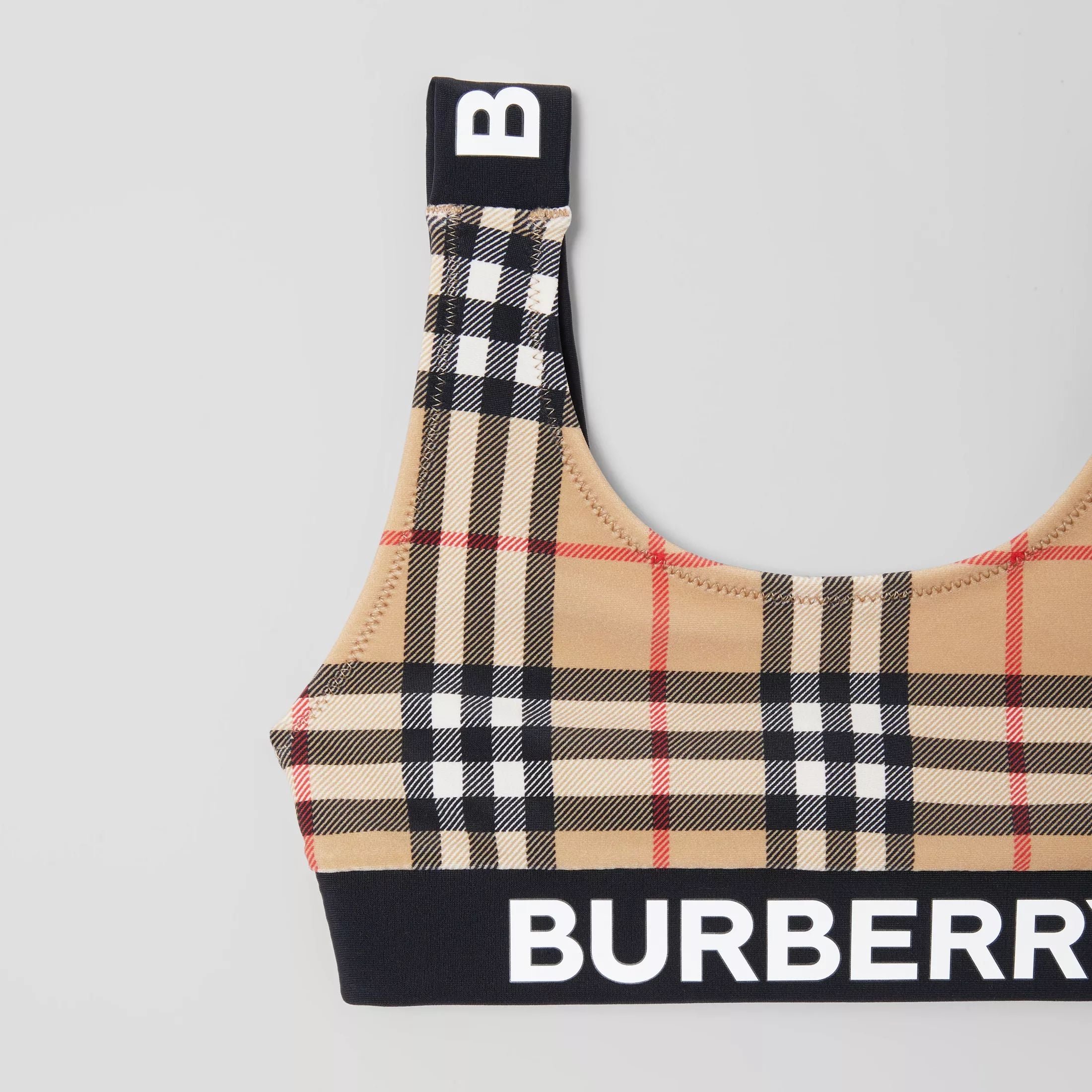 Girls Archive Beige Check Swimsuit