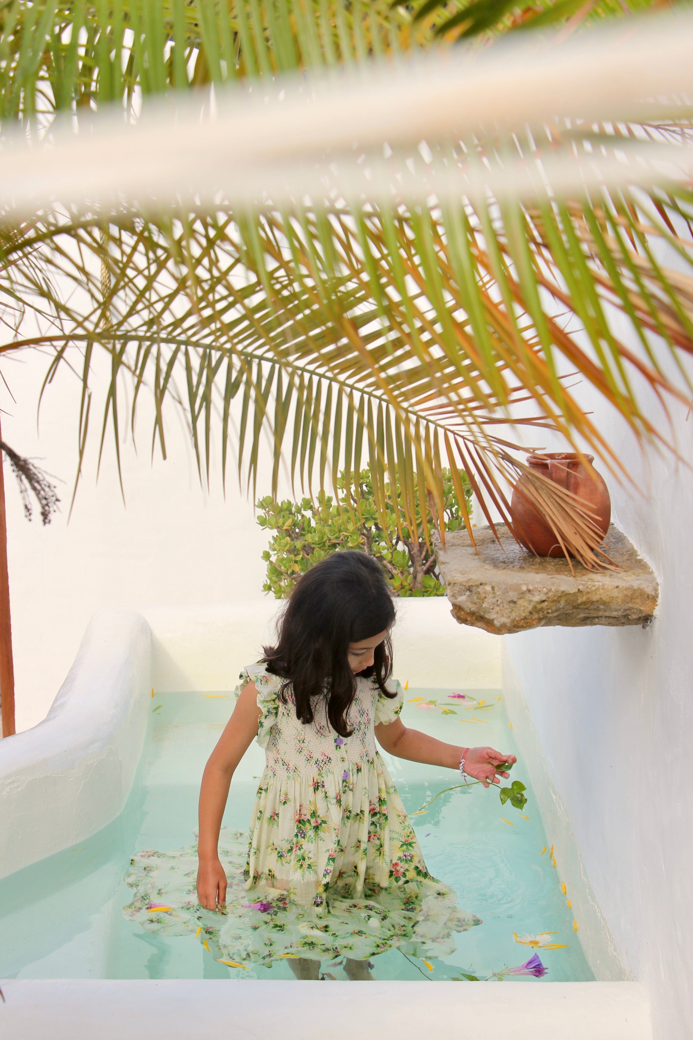 Girls White Floral Dress