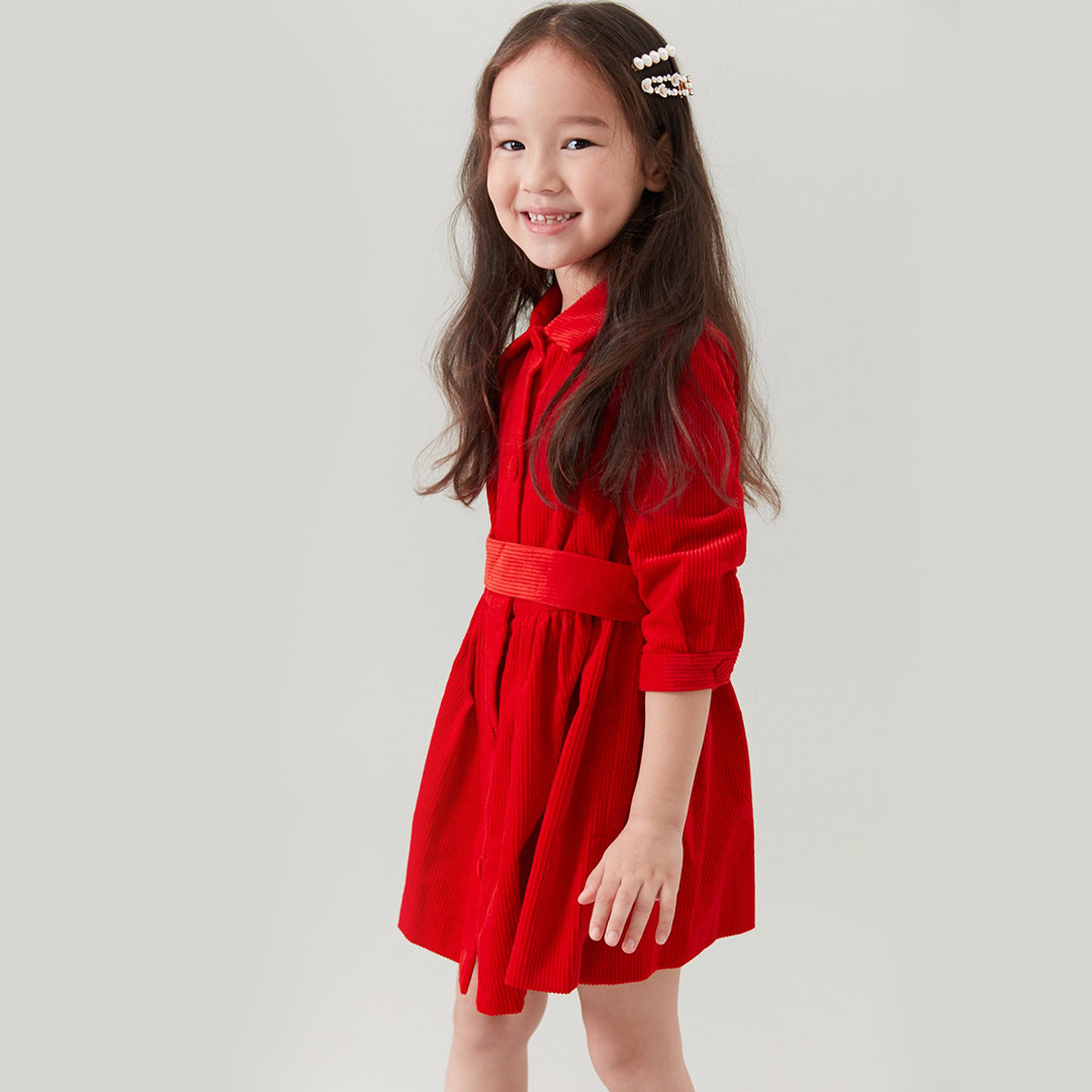Girls Bright Fire Cotton Dress