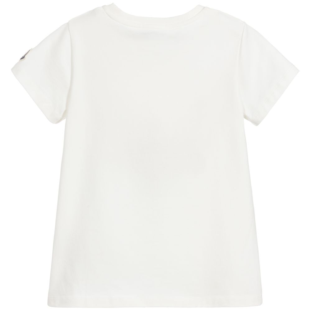 Girls White Logo Cotton T-shirt