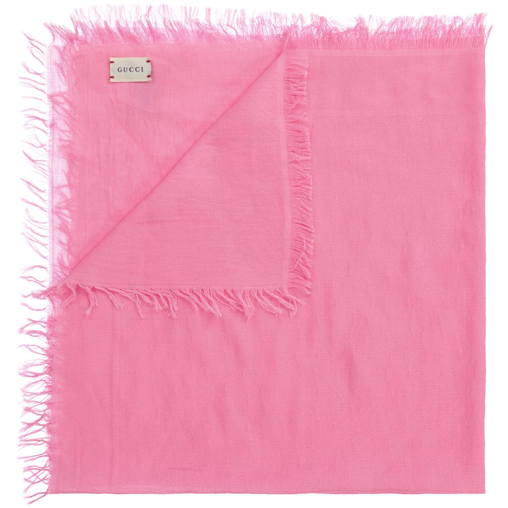 Girls Pink GG Logo Cotton Scarf (93cm)