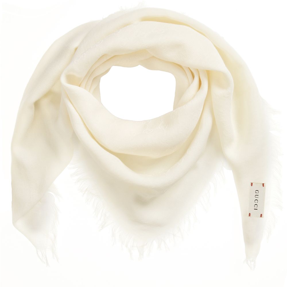 Girls Ivory GG Logo Cotton Scarf (93cm)