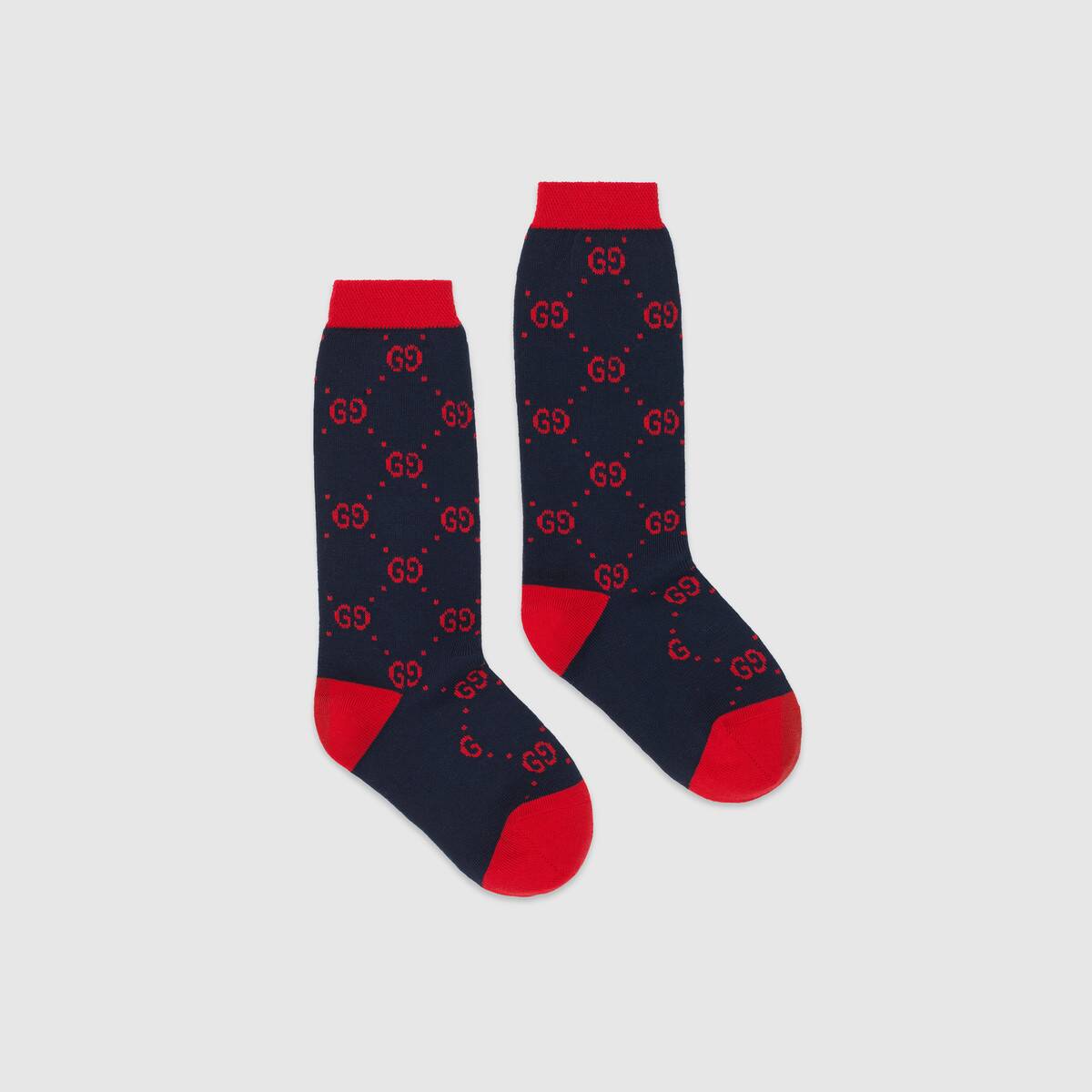 Girls Blue GG Cotton Long Socks