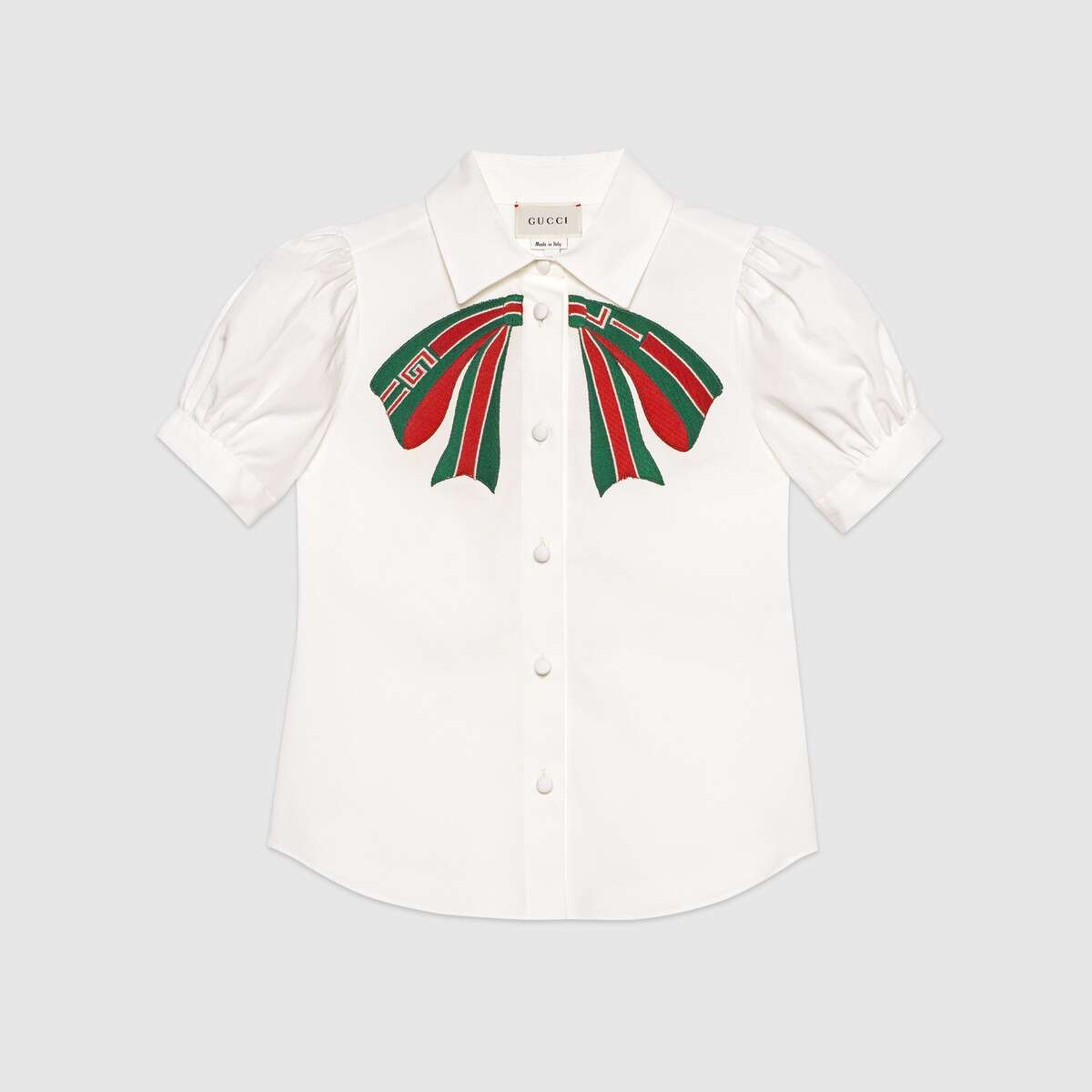 Girls White Bow-knot Cotton Shirt