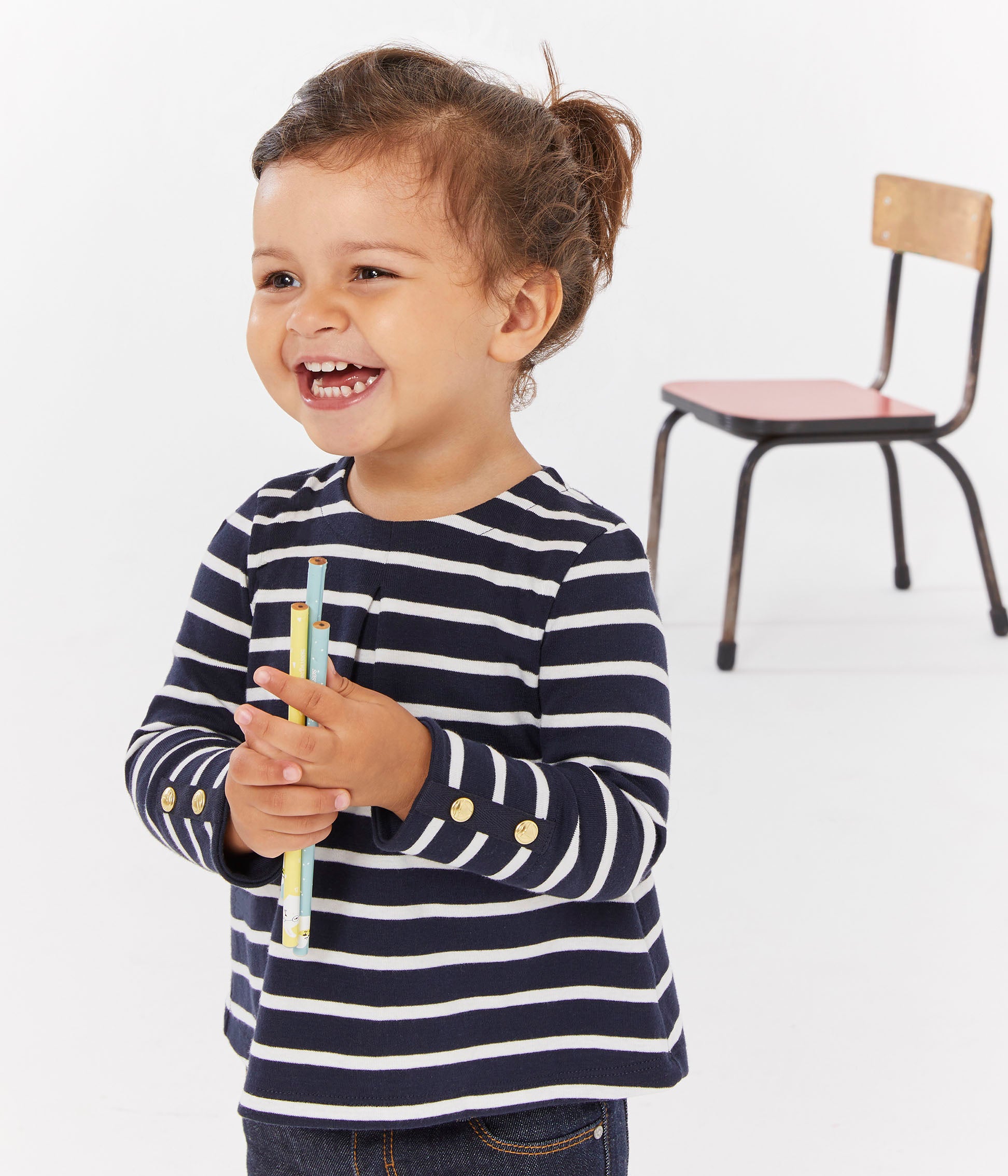 Baby Girls Black & White Stripes T-shirt