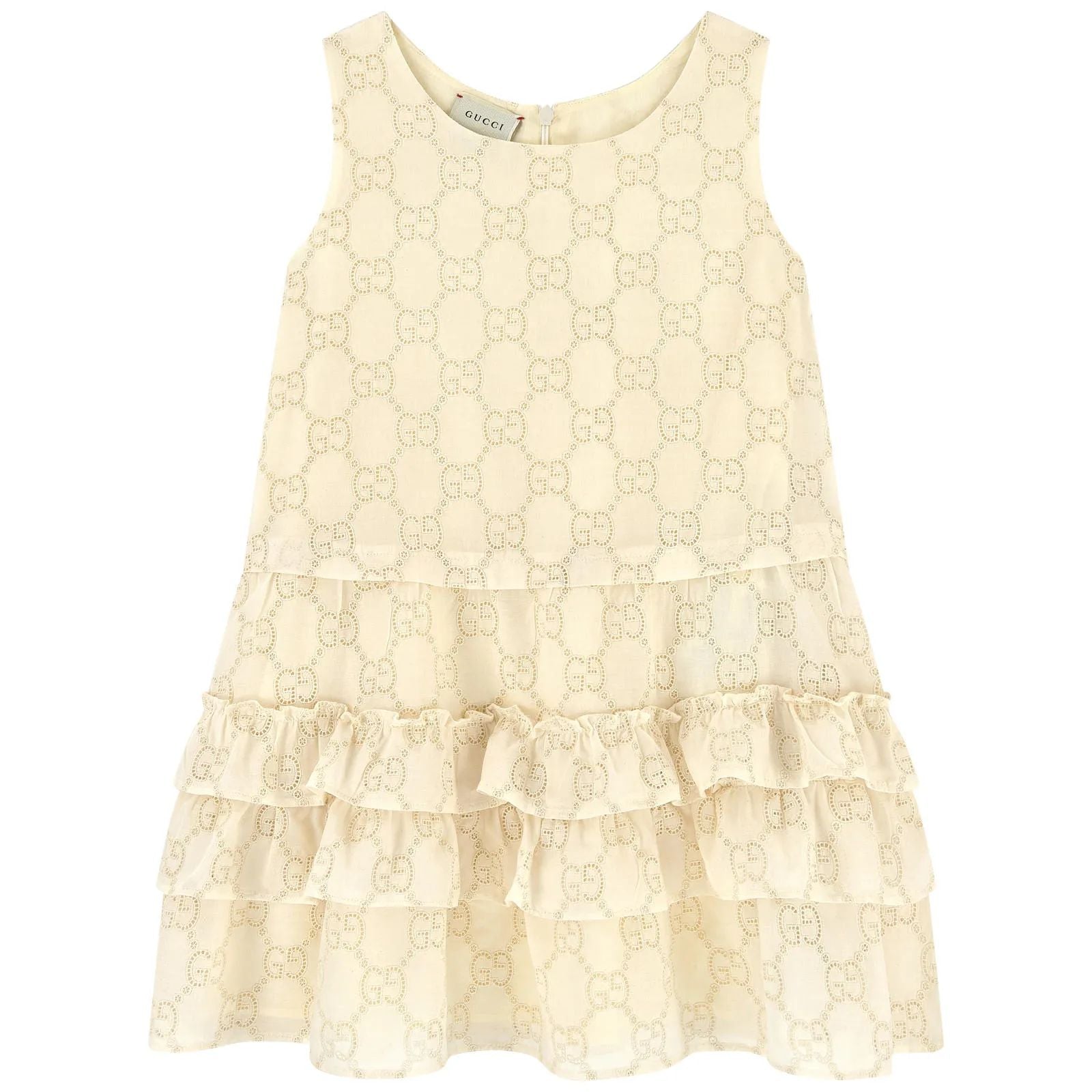Girls White Logo Cotton Dress