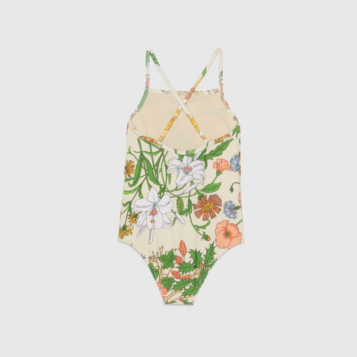 Girls Light Yellow Logo Swimsuit