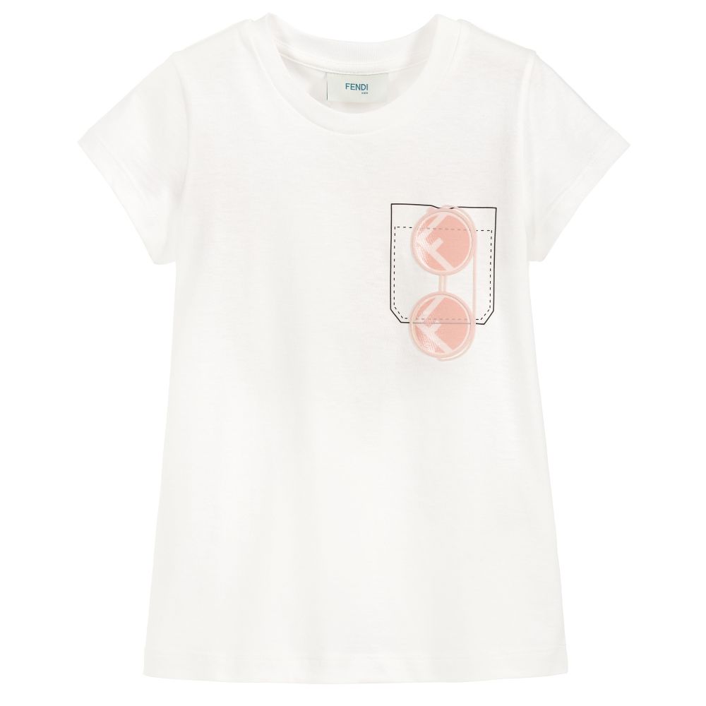 Girls White Cotton T-shirt