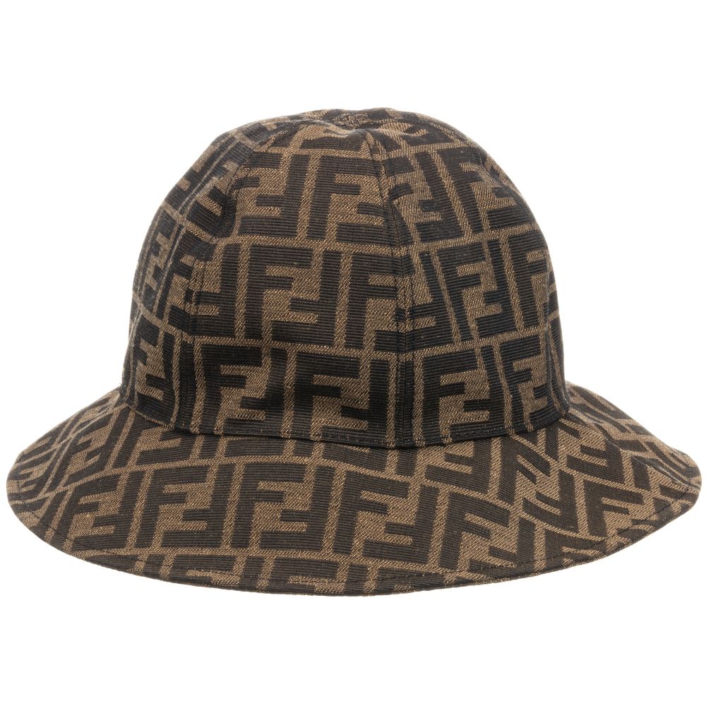 Girls Beige FF Logo Sun Hat