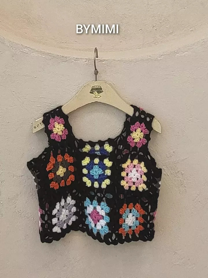 Girls Black Knit Vest