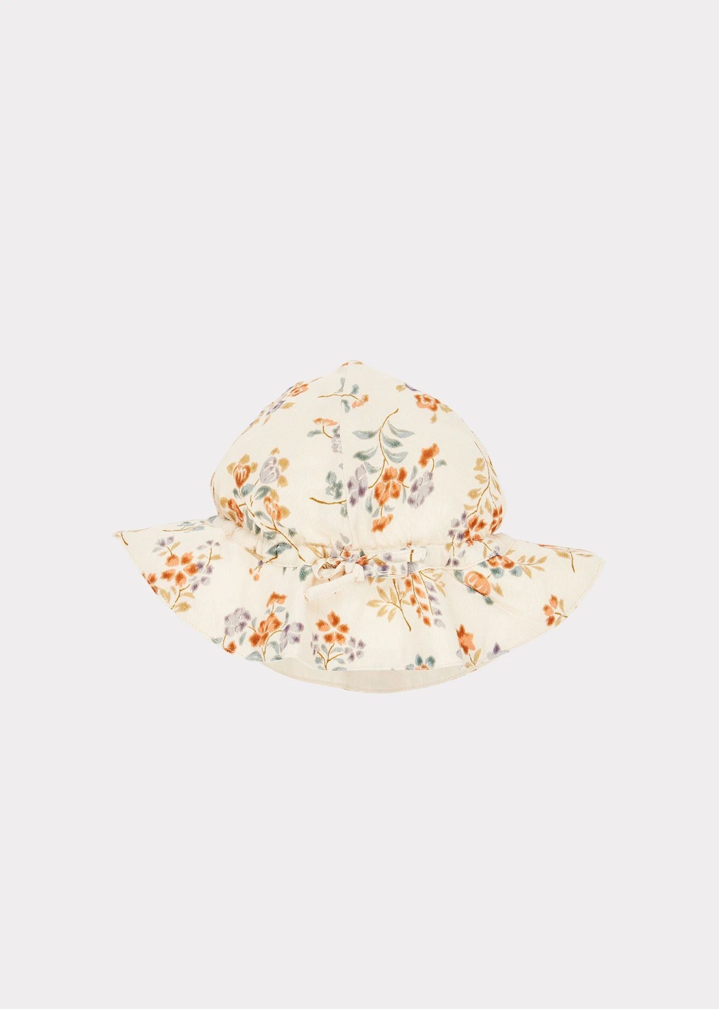 Girls Beige Flowers Sun Hat