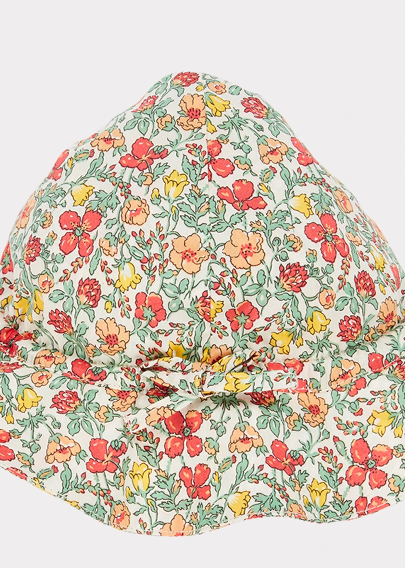 Girls Green Flowers Cotton Sun Hat