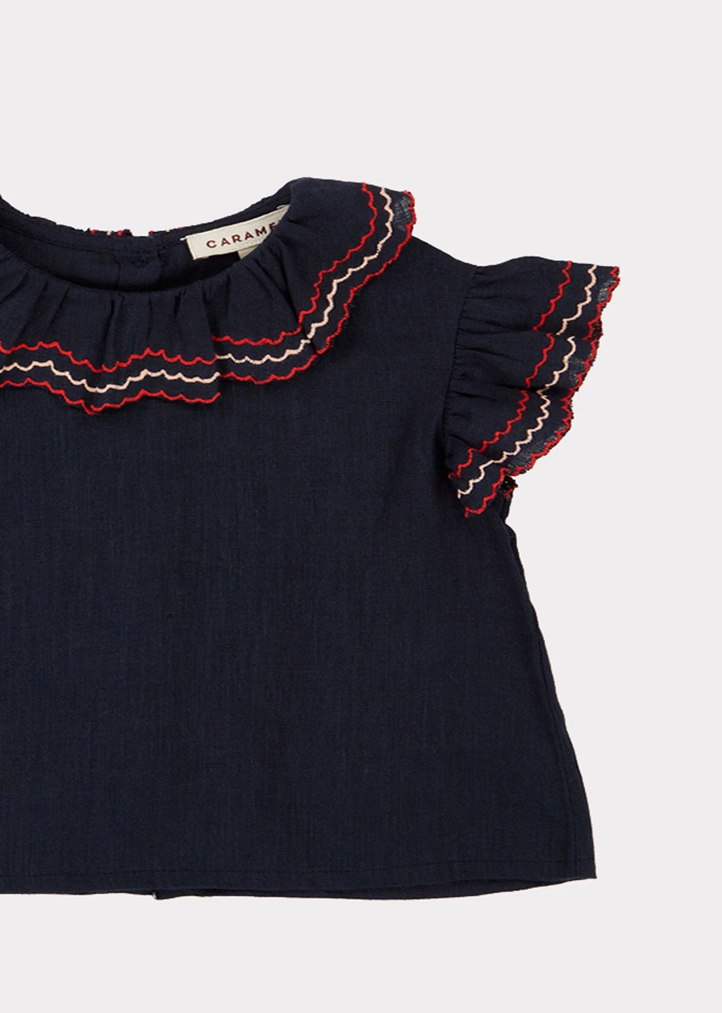 Baby Girls Navy Frill Top