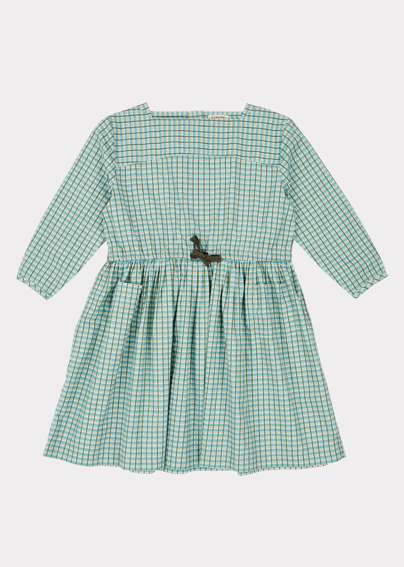 Girls Green Check Cotton Dress