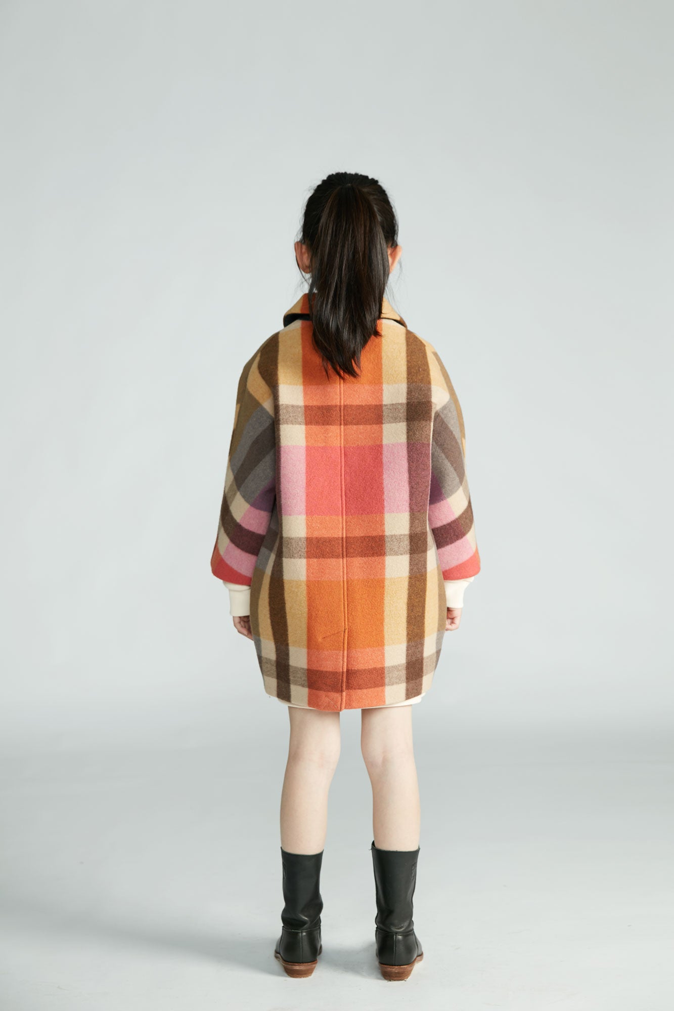 Girls Coral Pink Wool Coat