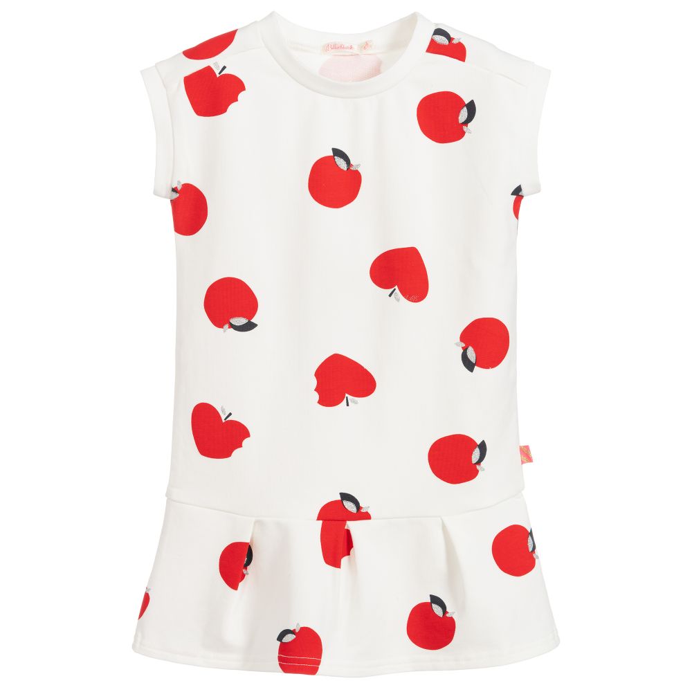 Girls White Pattern Cotton Dress