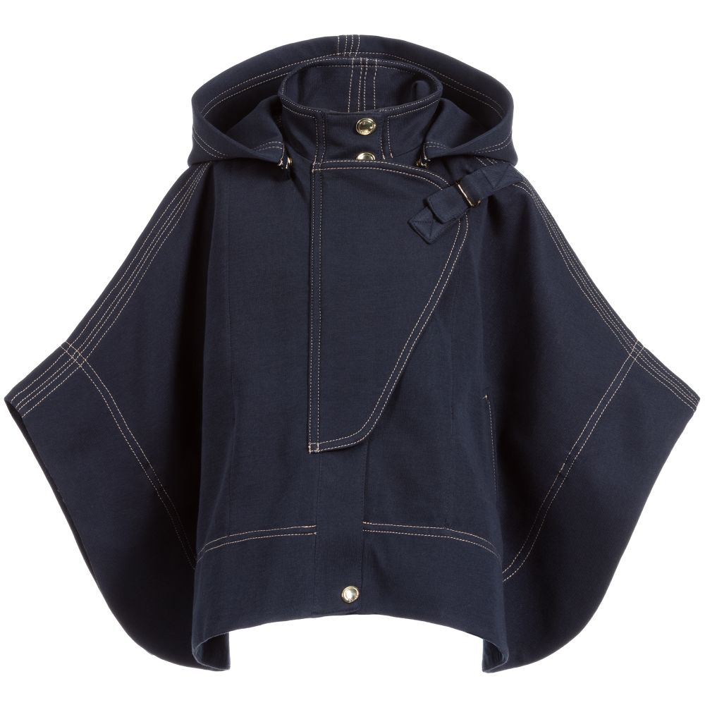 Girls Blue Hooded Cotton Shawl