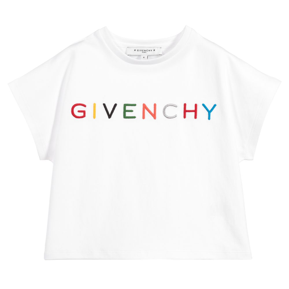 Girls White Logo Cotton T-shirt