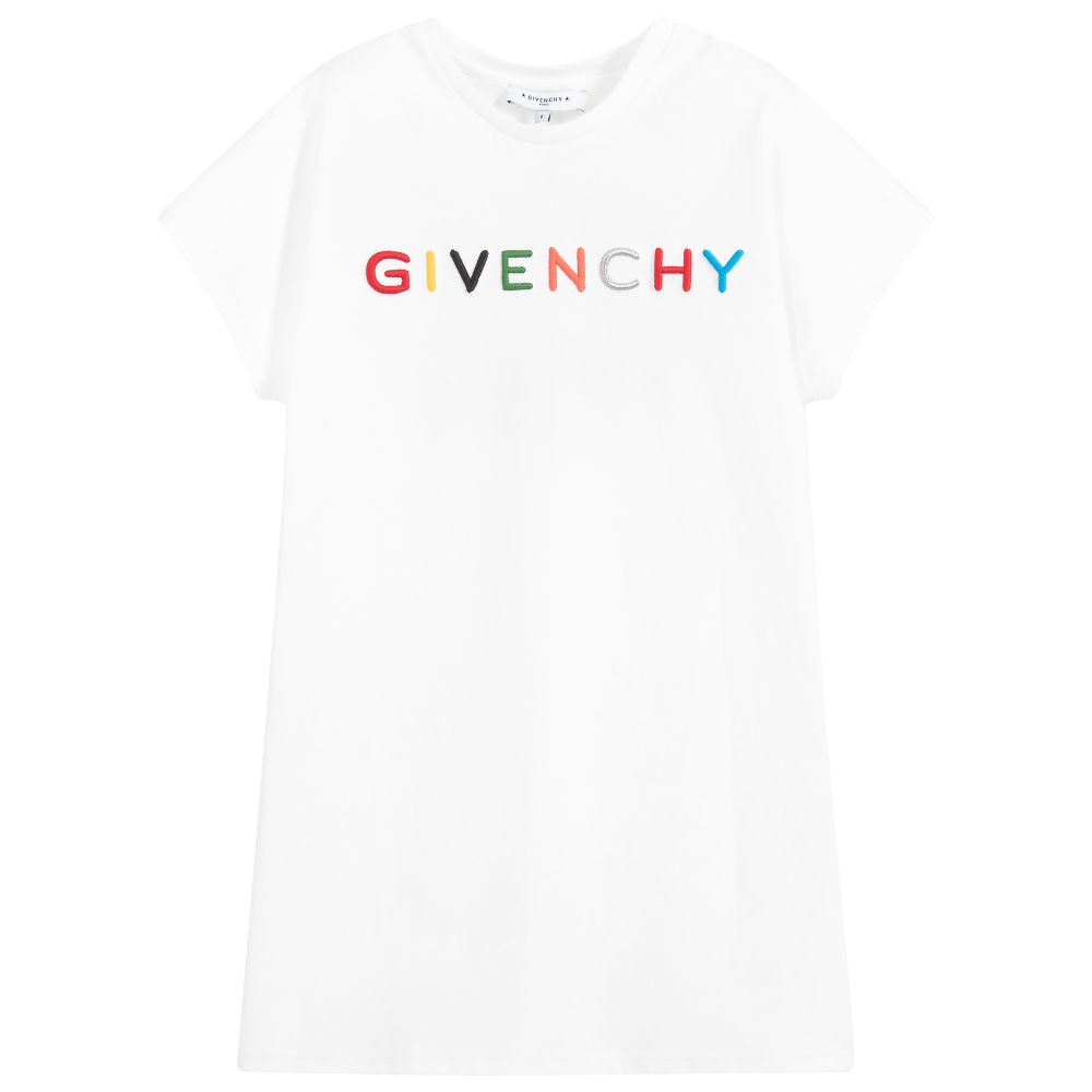 Girls White Logo Cotton Dress