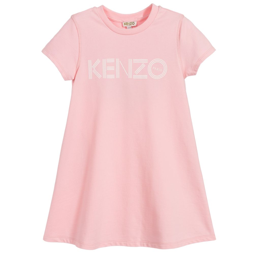 Girls Pink Jersey Logo Cotton Dress