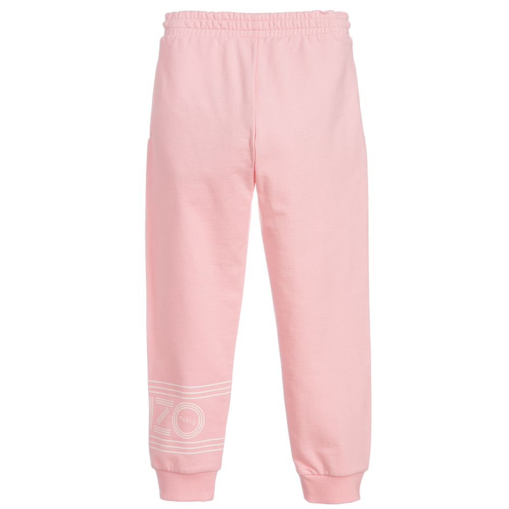Girls Pink Logo Cotton Trousers