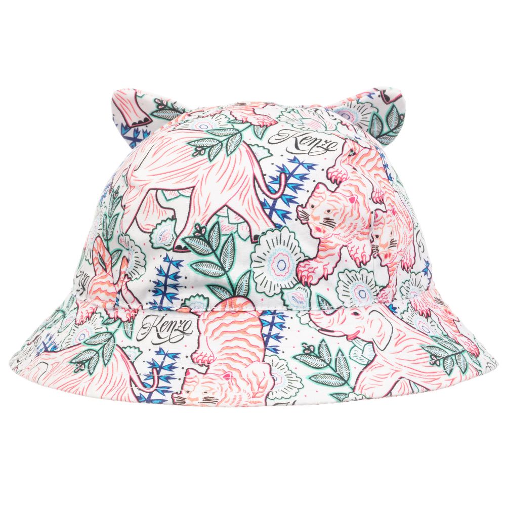 Baby Girls White Pattern Cotton Hat