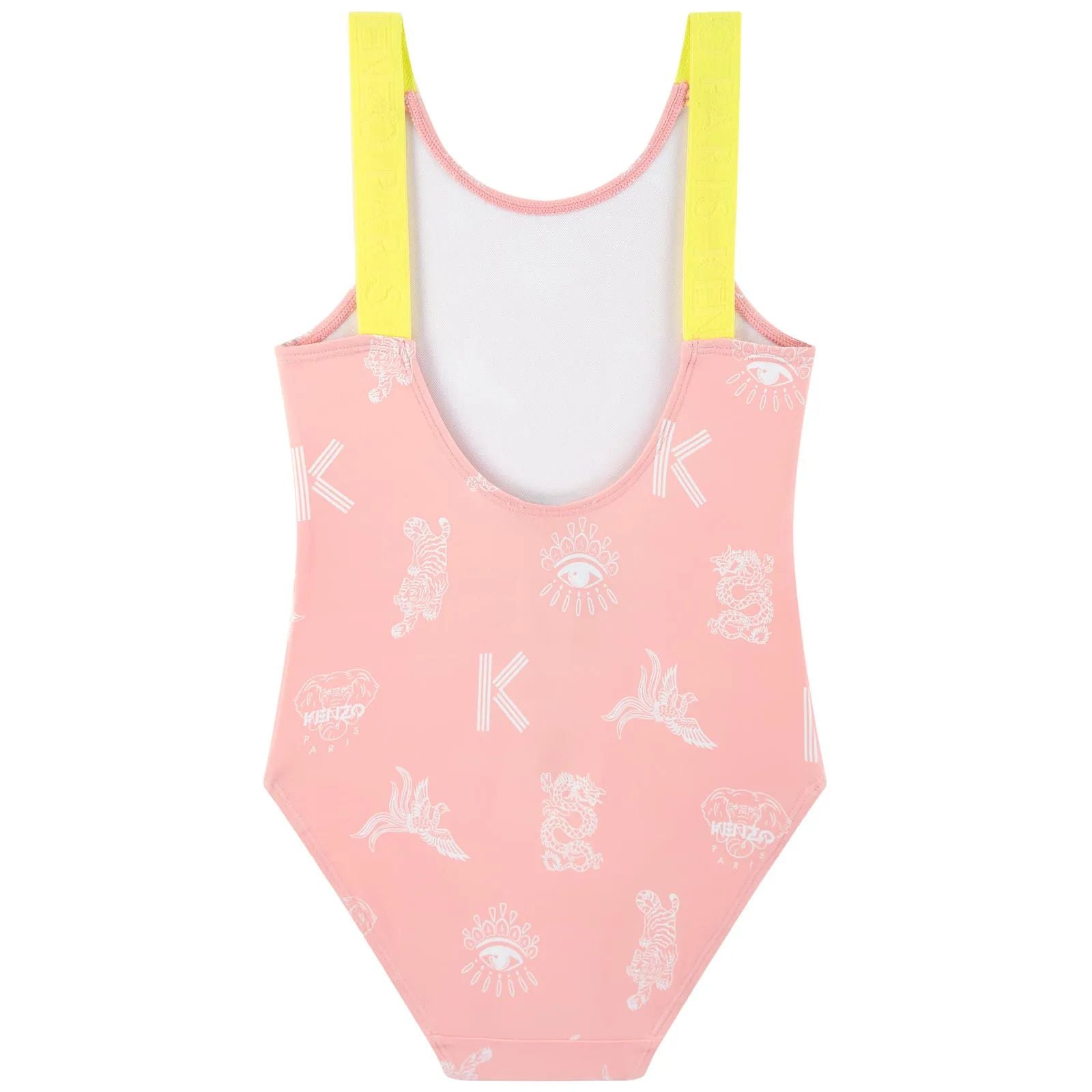 Girls Pink Pattern Swimsuit