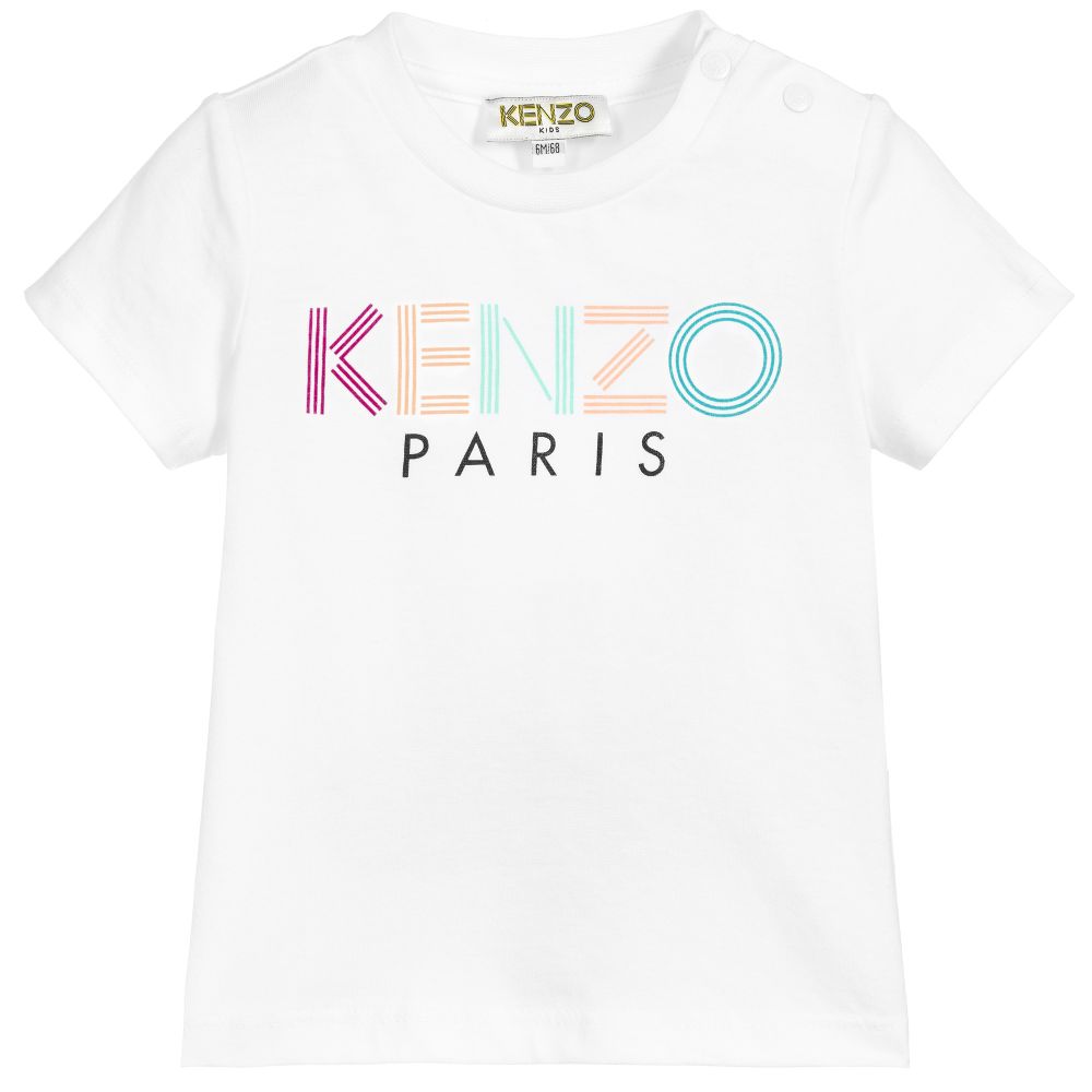 Baby Girls White Logo Cotton T-shirt