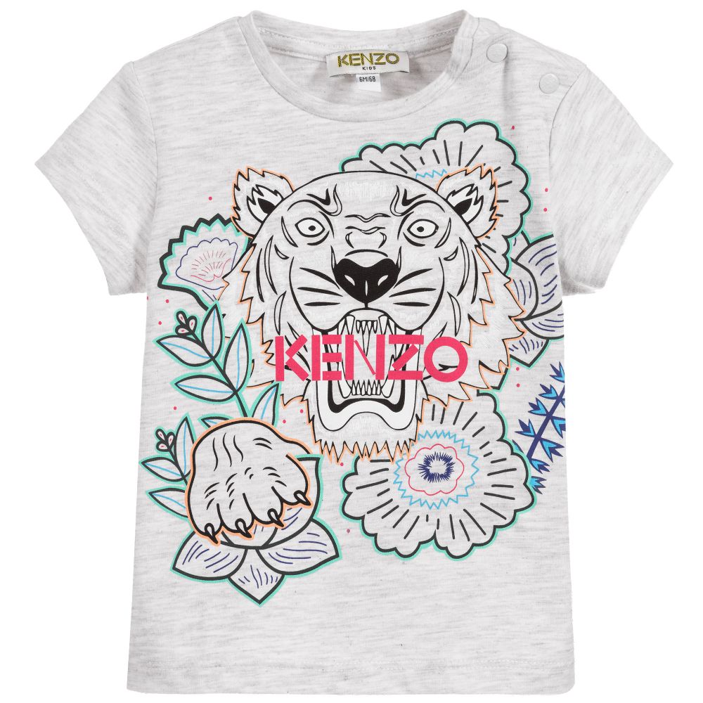 Baby Girls Grey Tiger T-shirt