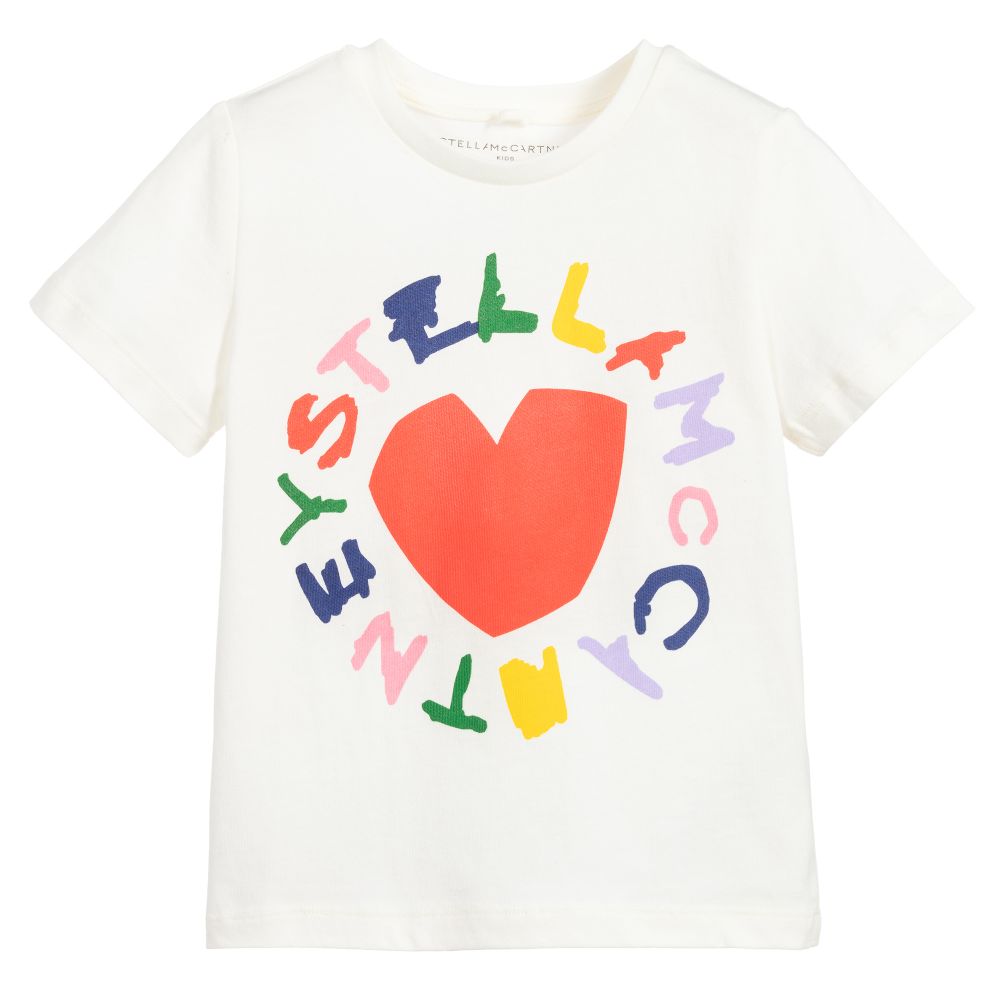 Girls White Logo Cotton T-shirt