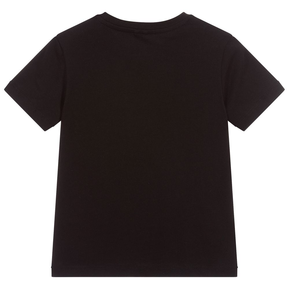 Girls Black Logo Cotton T-shirt