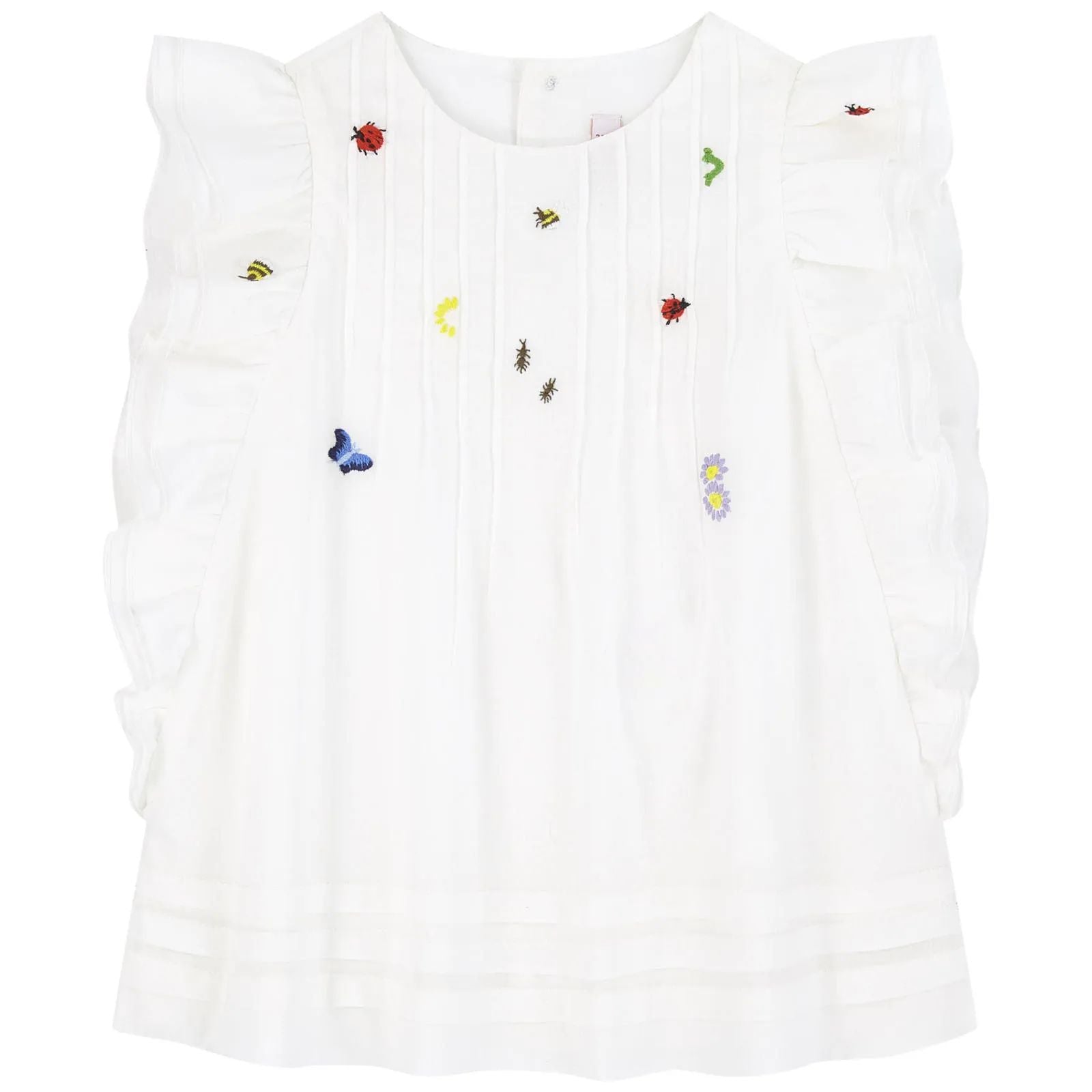 Girls White Embroidered Cotton Top