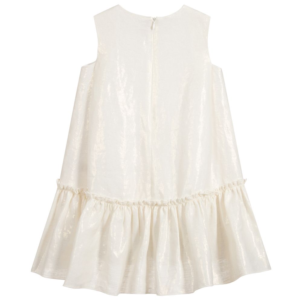 Girls Rice White Sleeveless Dress