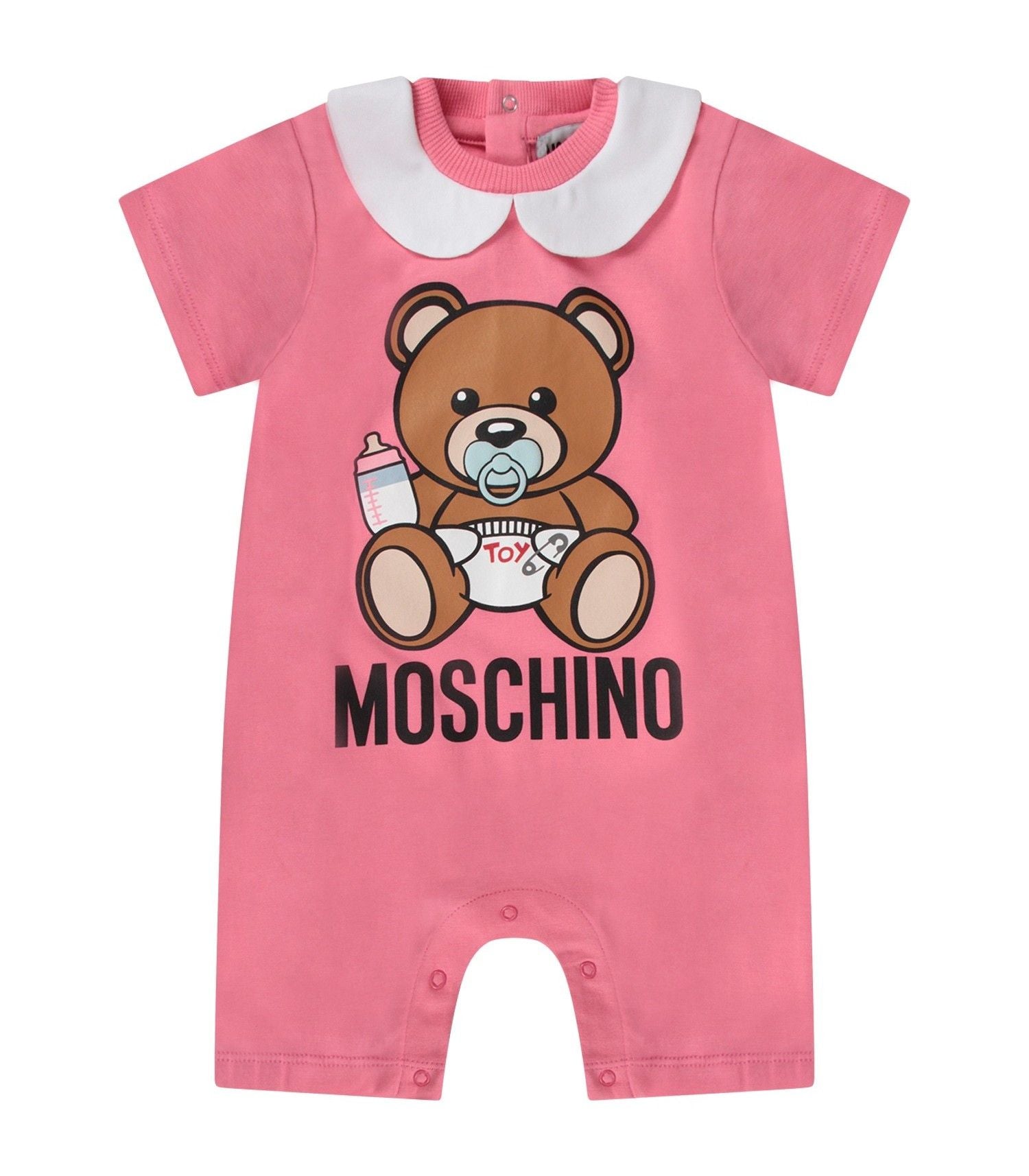 Baby Girls Dark Pink Logo Babysuit