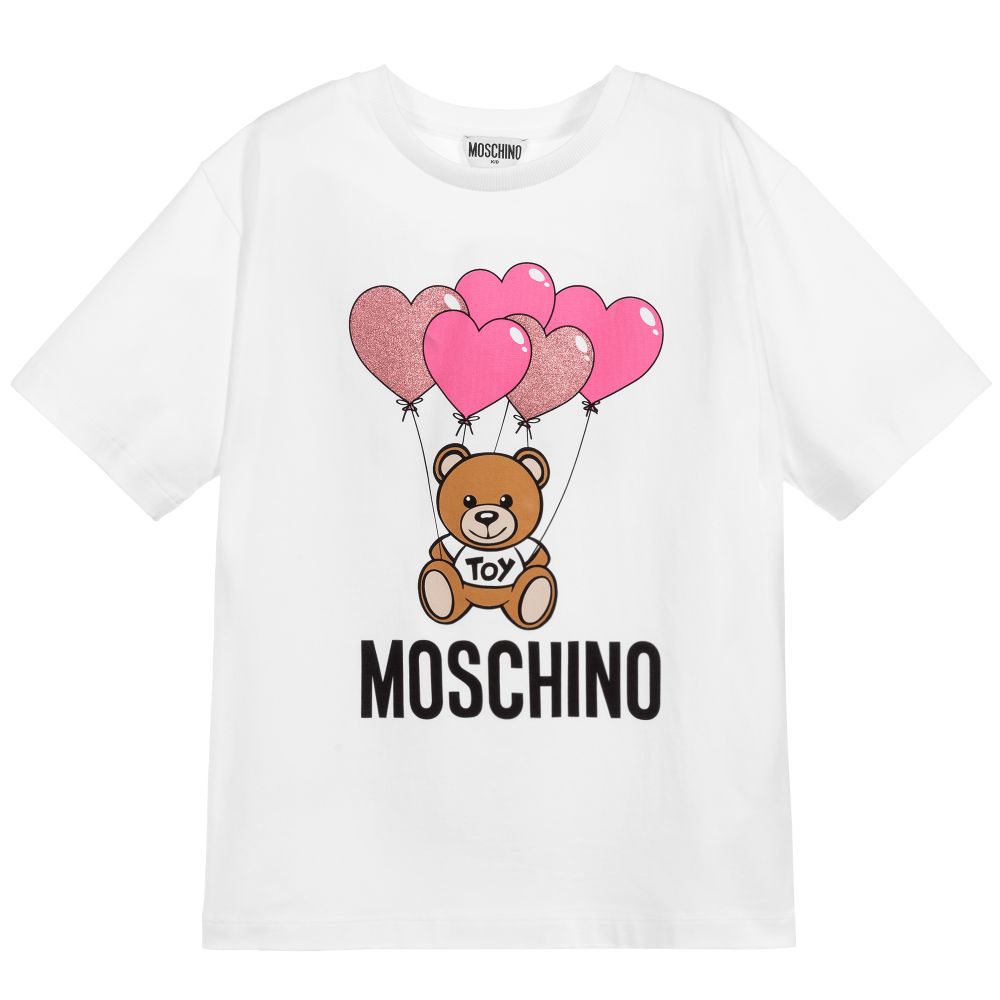 Girls White Logo Cotton Maxi T-shirt