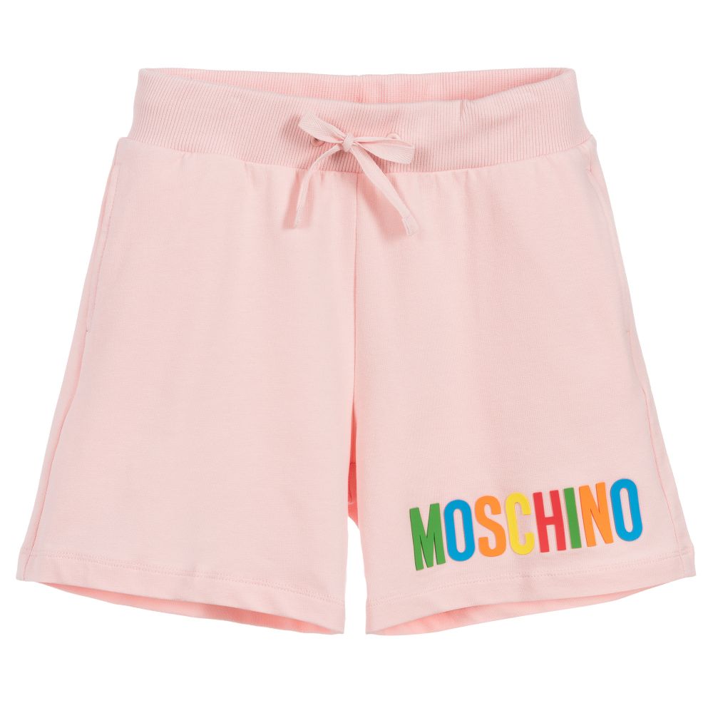Girls Pink Logo Cotton Shorts