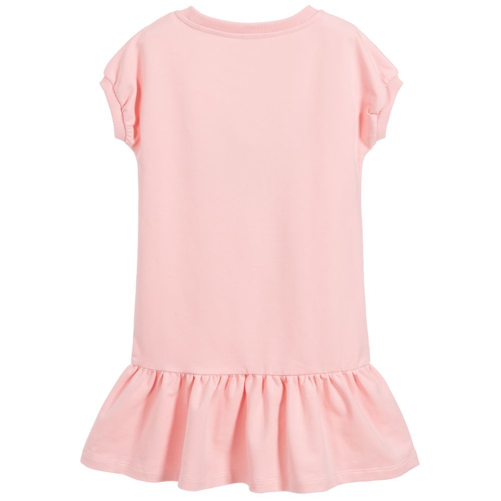 Girls Pink Logo Cotton Dress