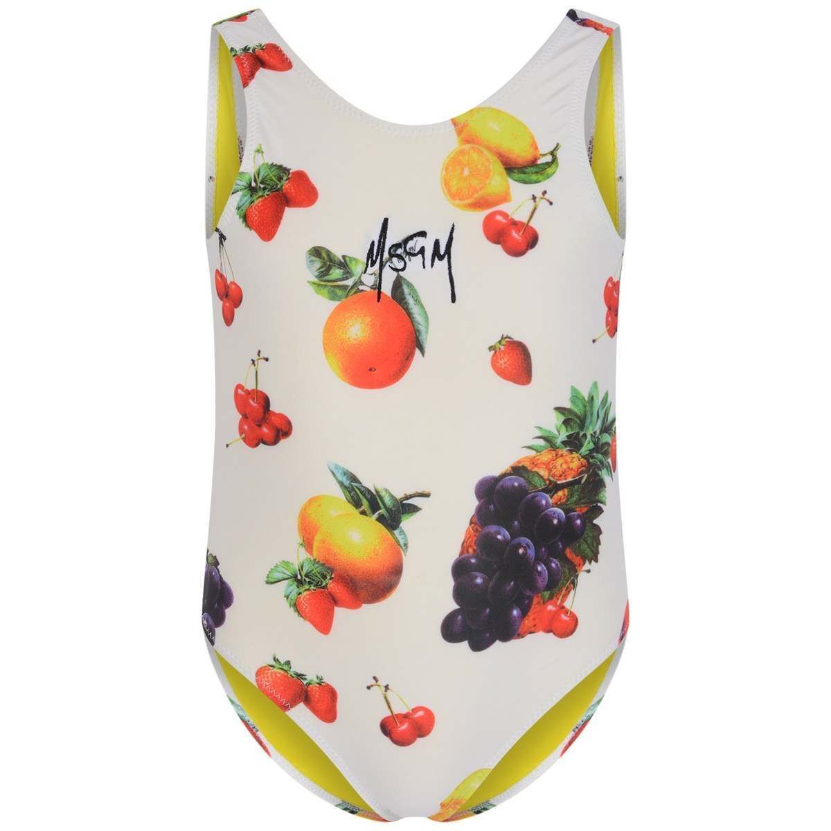 Girls White Fruits Swimsuit