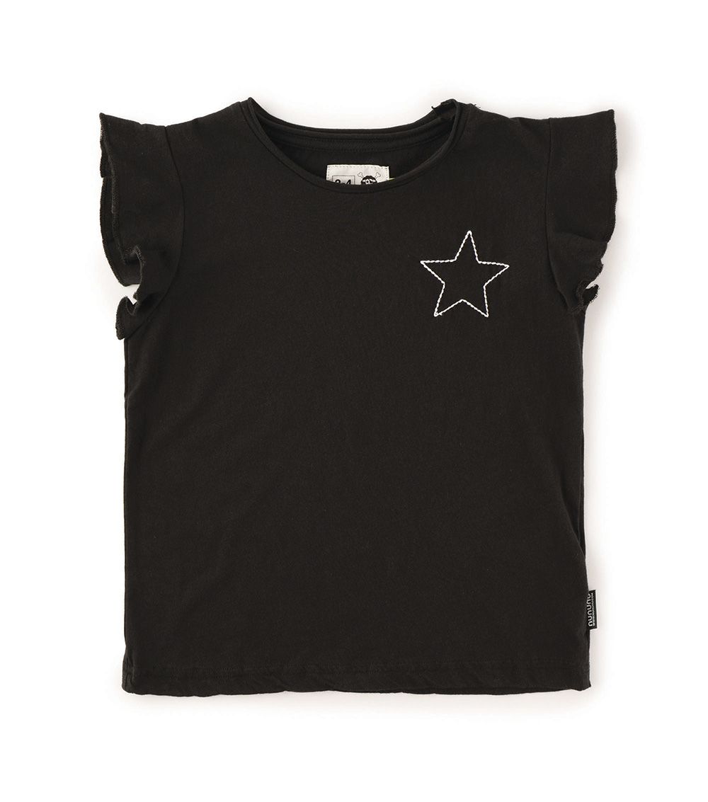 Girls Black Cotton T-shirt
