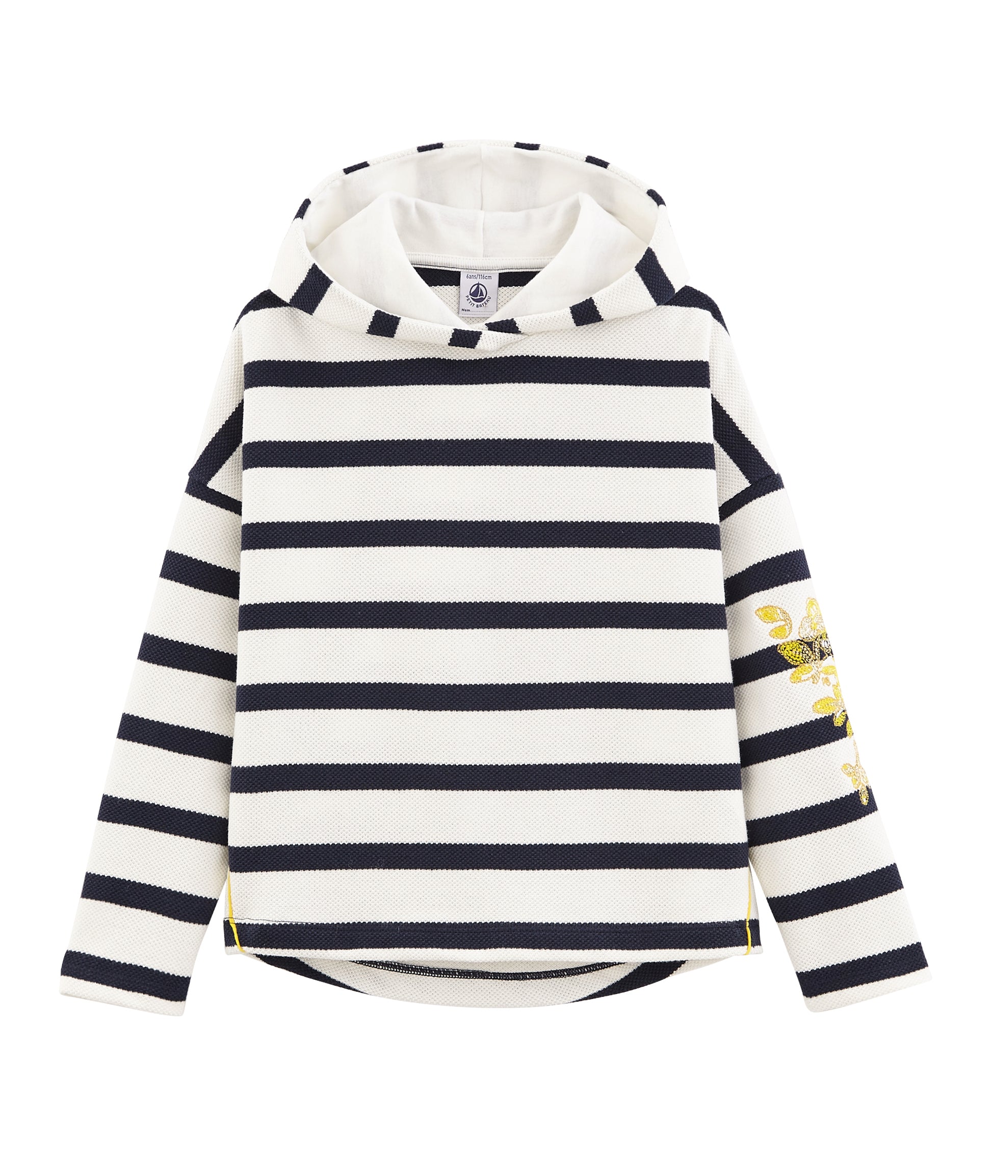 Girls White & Black Stripe Sweatshirt