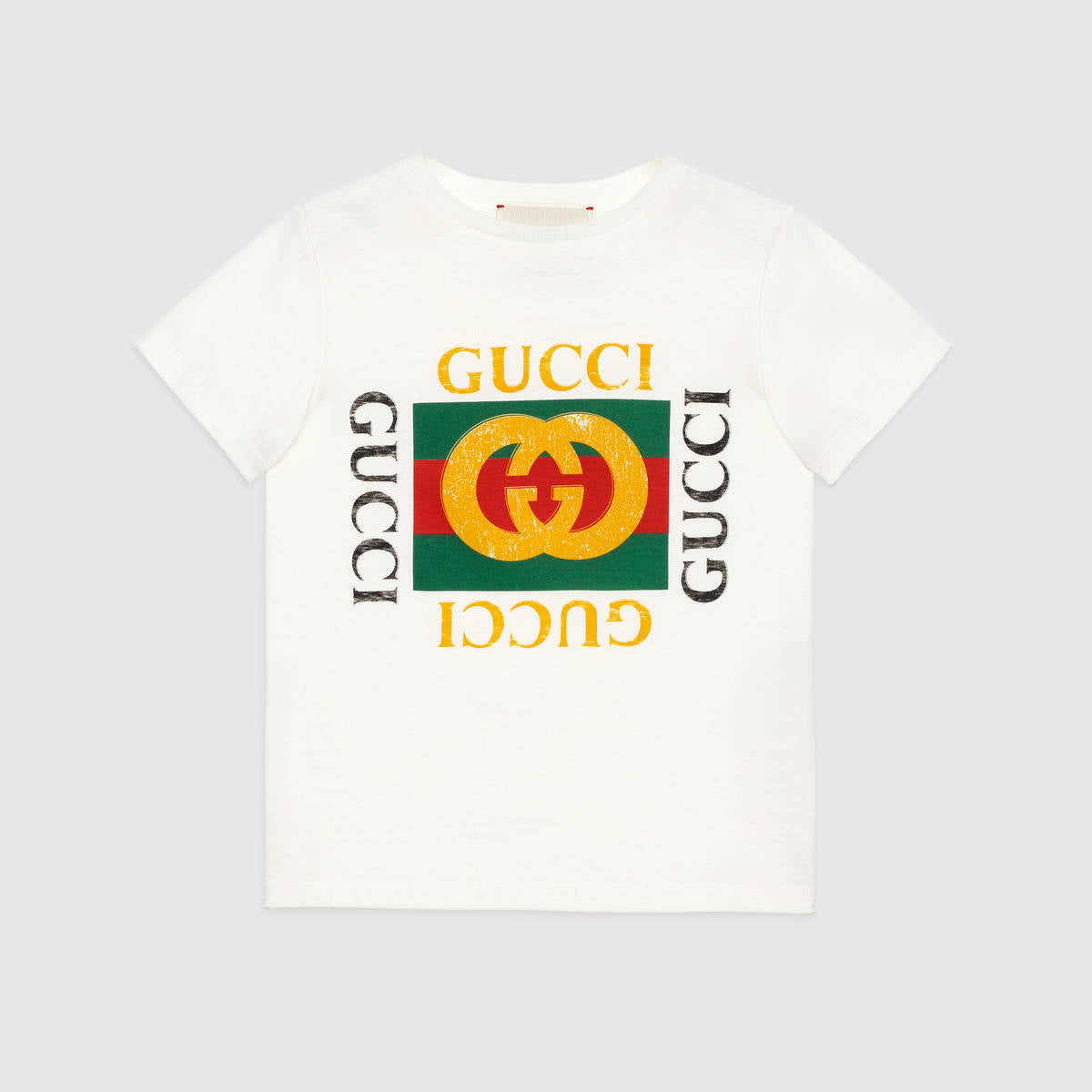 Girls White GG Logo Cotton T-shirt