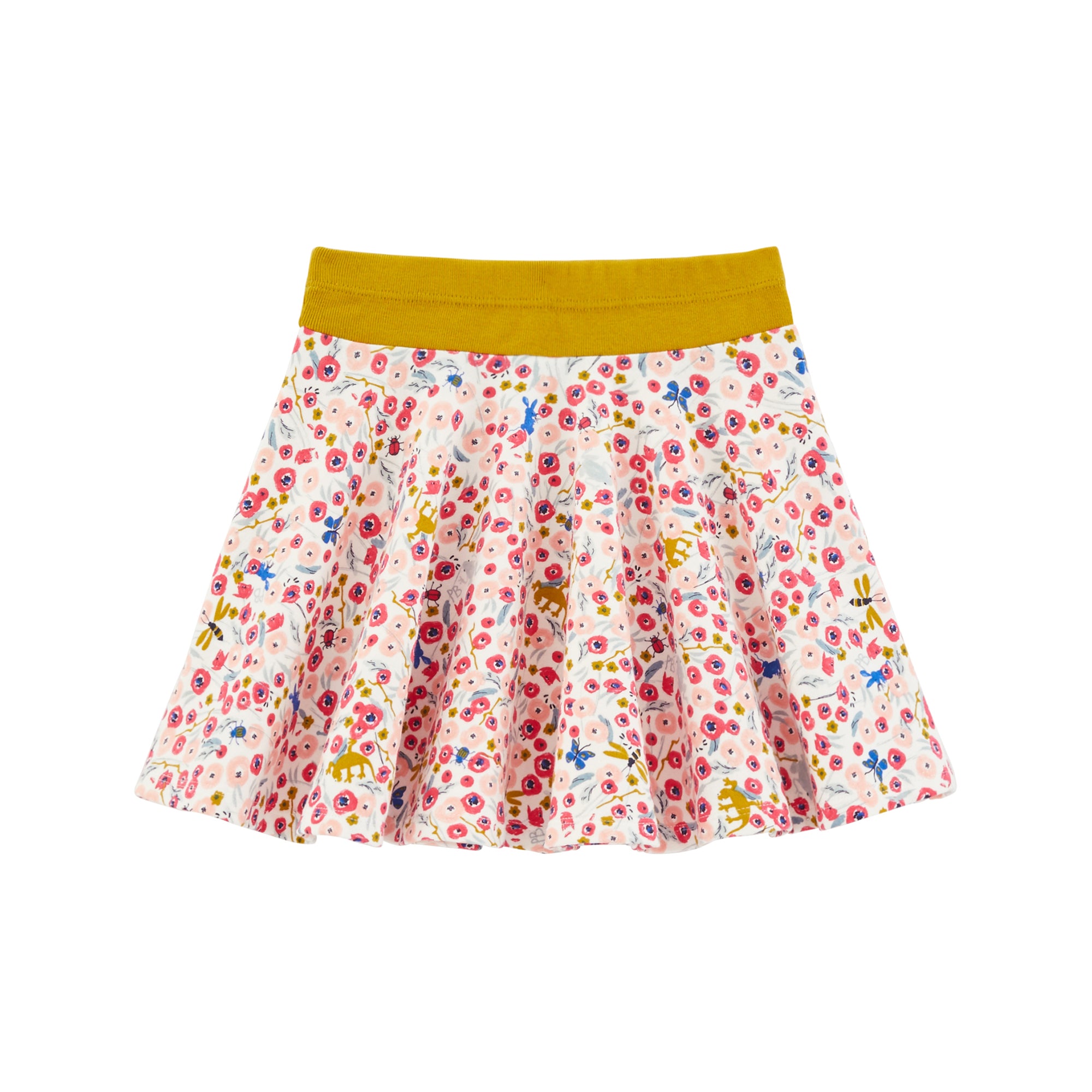 Girls Pink Flower Printed Skirt