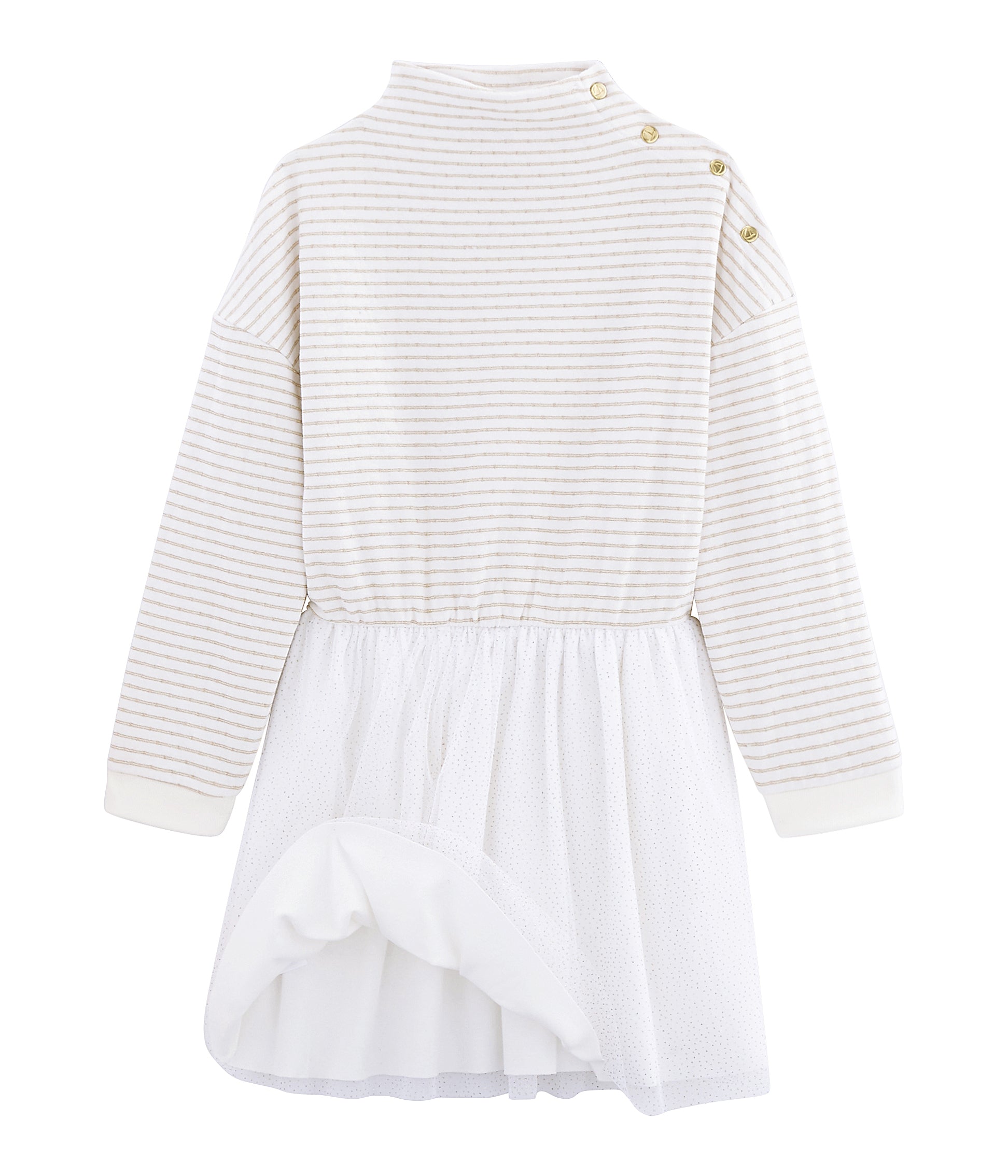 Girls White Striped Cotton Dress