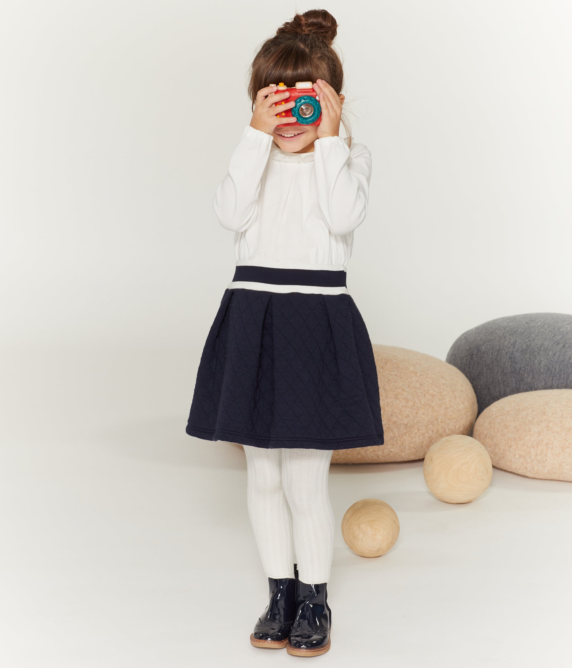 Girls Blue Logo Cotton Skirt
