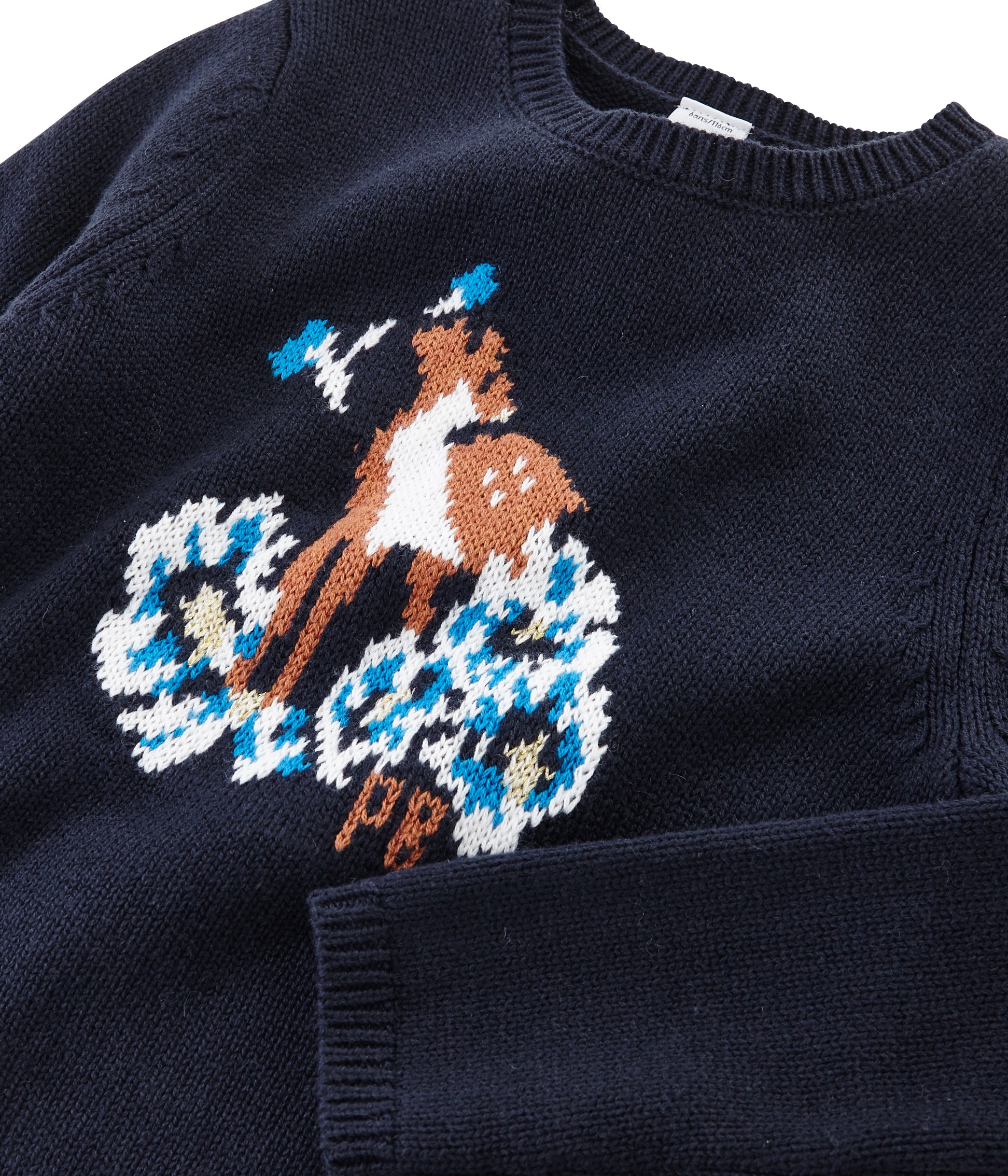 Girls Blue Embroidered Cotton Sweater