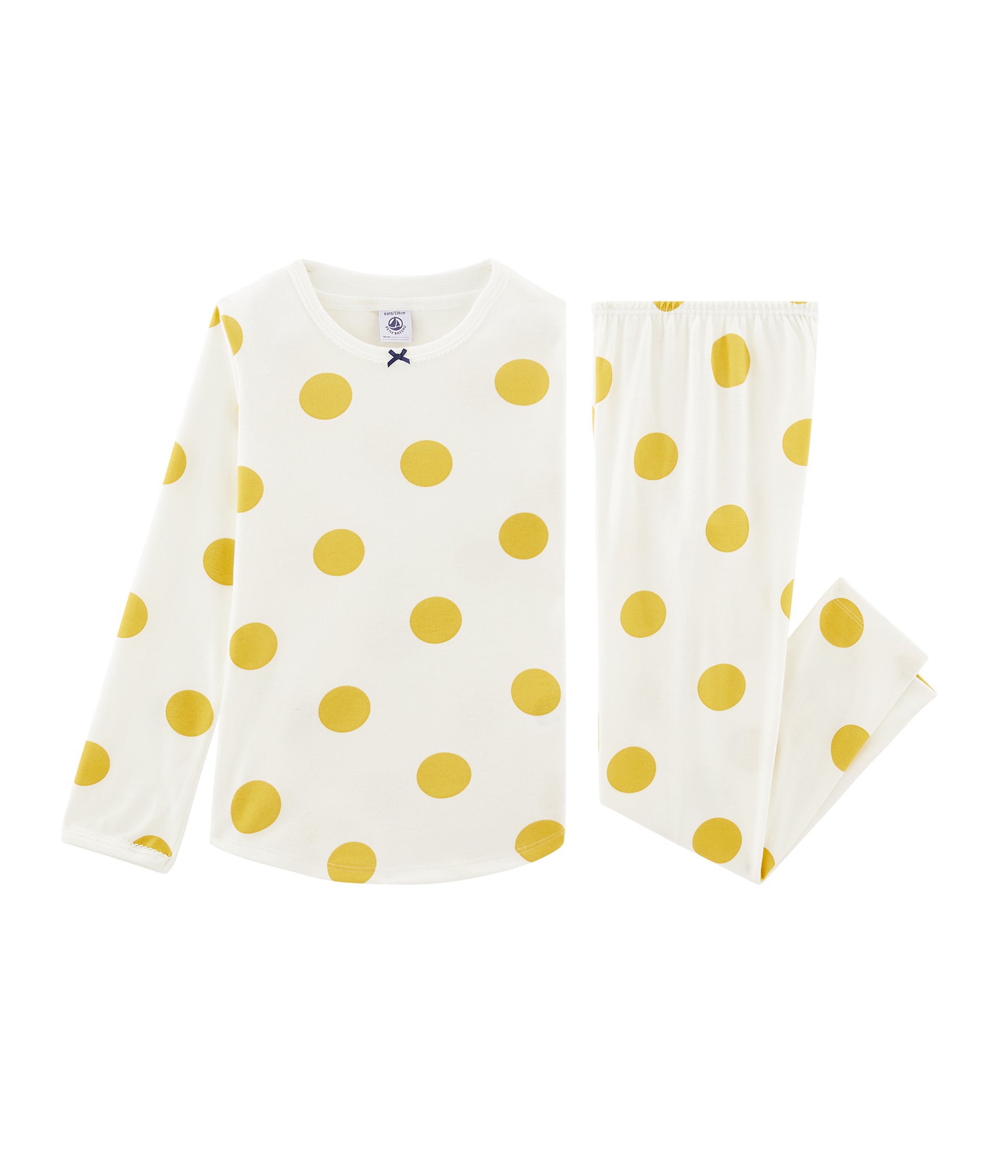 Girls White & Yellow Cotton Nightwear Set