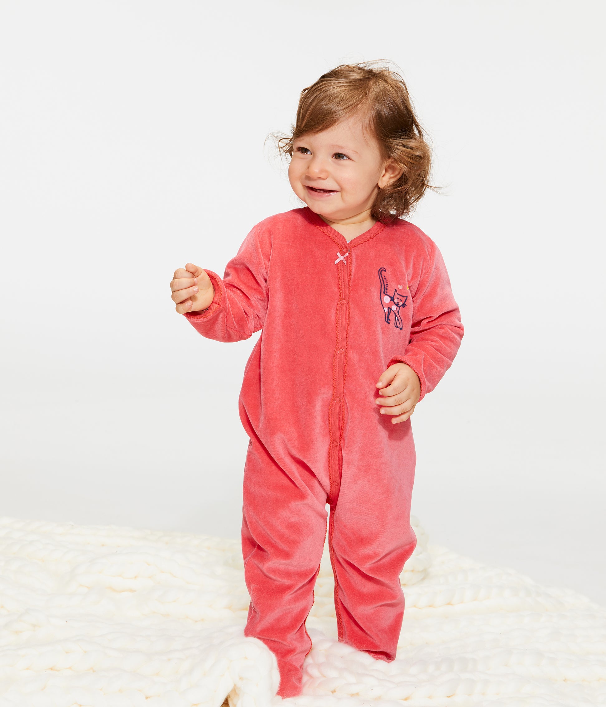 Baby Girls Red Cotton Jumpsuit